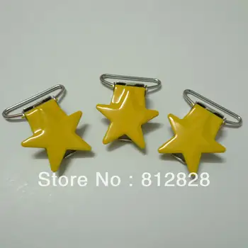 

25pcs 1'' 25mm #MD3 Yellow Color Enamel Star Suspender Clips