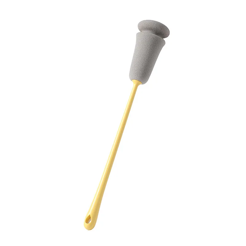 Высококачественные щетки для очистки с длинной ручкой губка щетка для очищения кухни инструмент для бокалов бутылок кофе чай стеклянная чашка маленькая бутылка - Цвет: Цвет: желтый