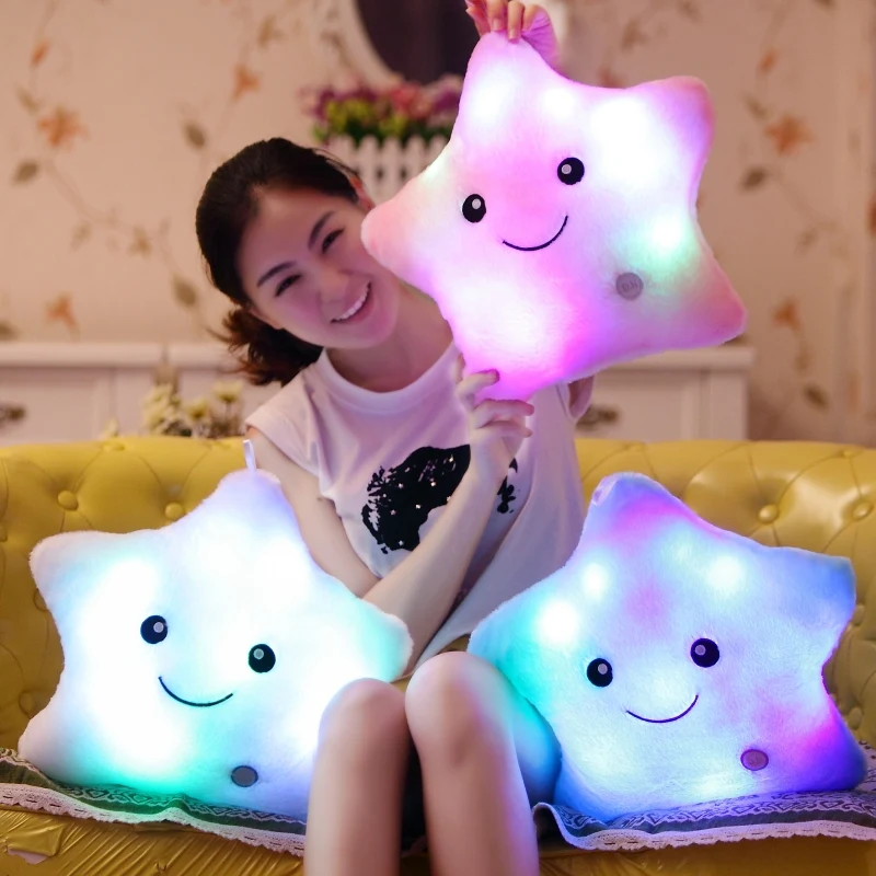 Estrella LED luminoso almohada Peluche lindo suave felpa luz del Flash LED de colores estrella almohada Peluche juguetes para niñas Estrella LED luminoso almohada Peluche lindo suave felpa luz del Flash LED de colores estrella almohada Peluche juguetes para niñas