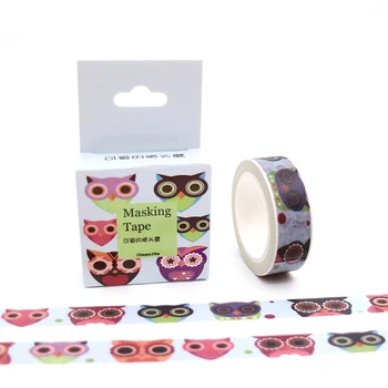 

15mm*10m Box Package Kawaii Owl Washi Tape Masking Tape Decorative Scrapbooking Office Adhesive DIY Sticker Label Tape