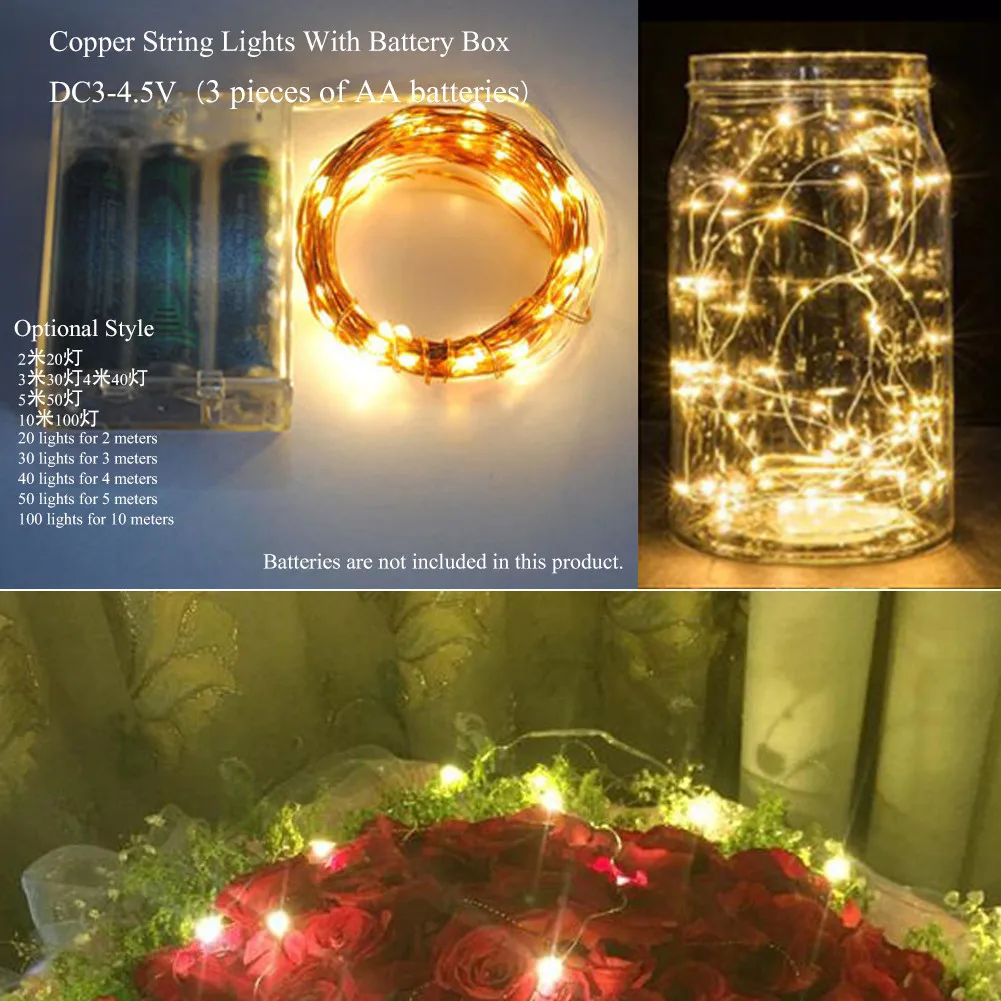 Aliexpress Buy 5 M 50 Waterproof Lights Battery Box Copper Wire String Lights LED HighQuality Fairy Lights China Supply Led String Fairy Light from