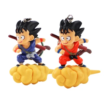 

7cm Dragon Ball Z Super Saiyan Son Goku Somersault Cloud Pendant Keychain Child Goku Key Chain PVC Figure Model Toy