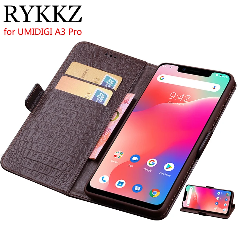 Роскошный чехол кошелек RYKKZ для UMIDIGI A3 Pro из натуральной кожи One книжка с