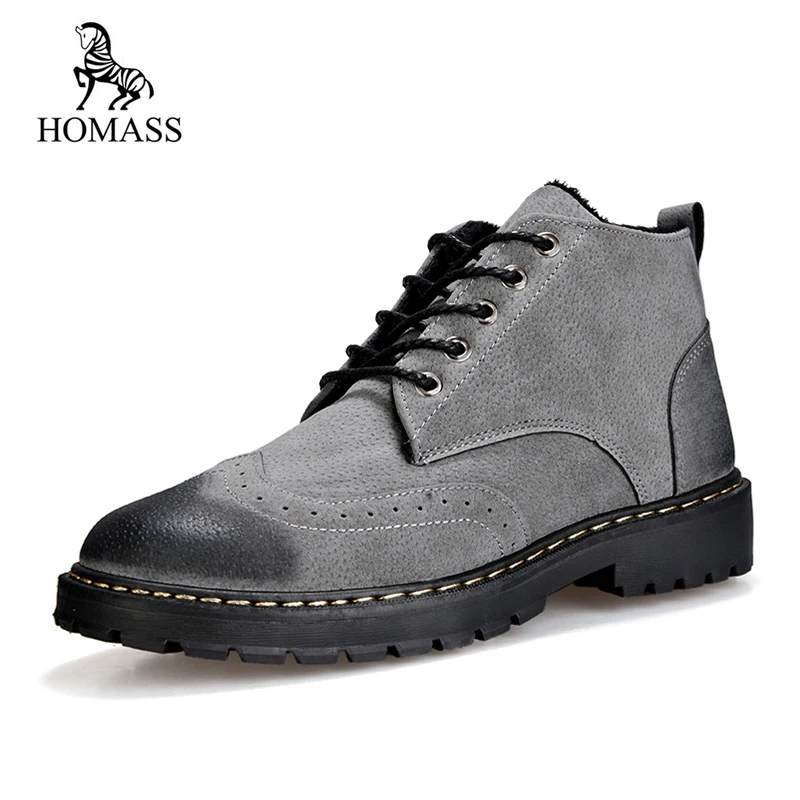 

HOMASS High Quality Pu leather Winter Men Snow Boots Winter Waterproof Ankle Boots Chelsea Boots Outdoor Dancing Boots Men Shoes