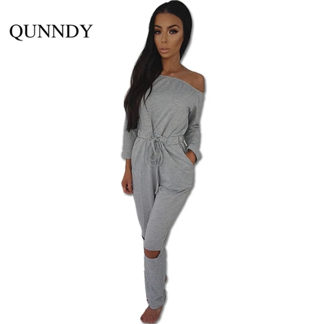 Hot One Piece Women Rompers Jumpsuit Slash Neck Long