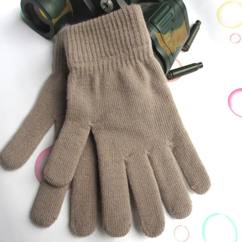 Зимние вязаные перчатки в рубчик для женщин и мужчин, унисекс, универсальные Утепленные перчатки с плюшевой подкладкой, волшебные теплые перчатки для запястья
