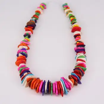 

Full Strand,Smooth Freeform Heishi/Disc Shape Tur quoise Beads Necklace,Mixed Colors Drilled Semi Precious Heishi Spacer Beads