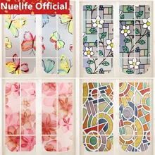 60x100 см цветной светильник с рисунком листьев дождя цветная стеклянная пленка для детского сада Ванная Кухня Офис окна перемещенные двери стеклянная пленка