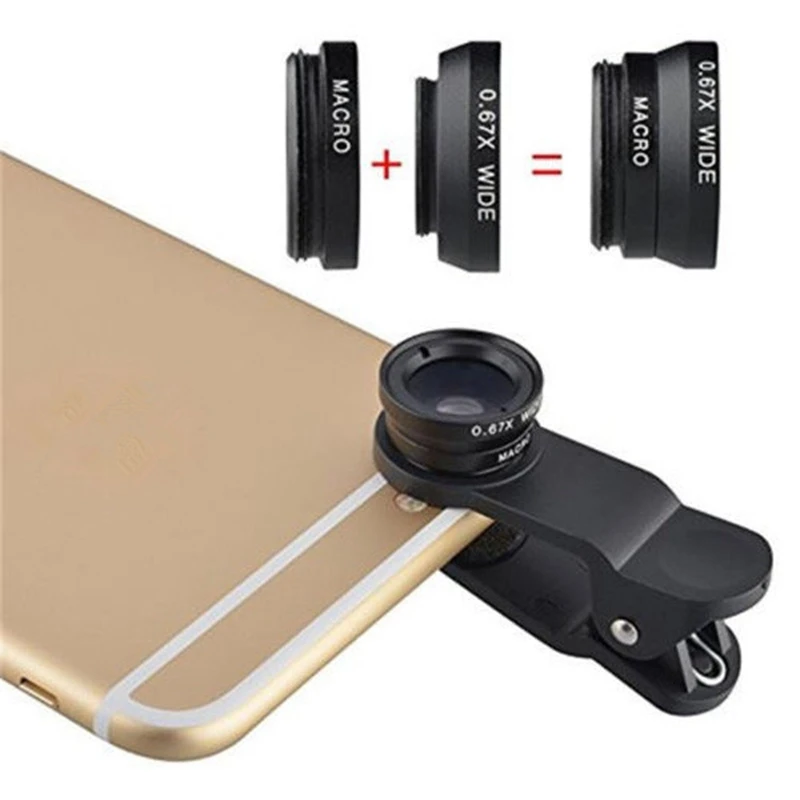 Universal 3 in1 Glass Fisheye Fish Eye Lens Wide Angle Macro Mobile Phone Clip On Camera Lens Kit For iPhone ipad Smart Phone Universal 3 in1 Glass Fisheye Fish Eye Lens Wide Angle Macro Mobile Phone Clip On Camera Lens Kit For iPhone ipad Smart Phone
