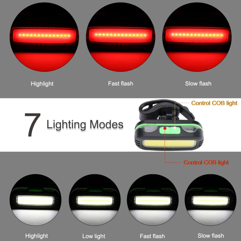 2In1 Head Lamp LED Headlamp Bike Bicycle Front Light Fishing Flashlight Black Bike Light Usb Front Outdoor Sport #3O15 (7)