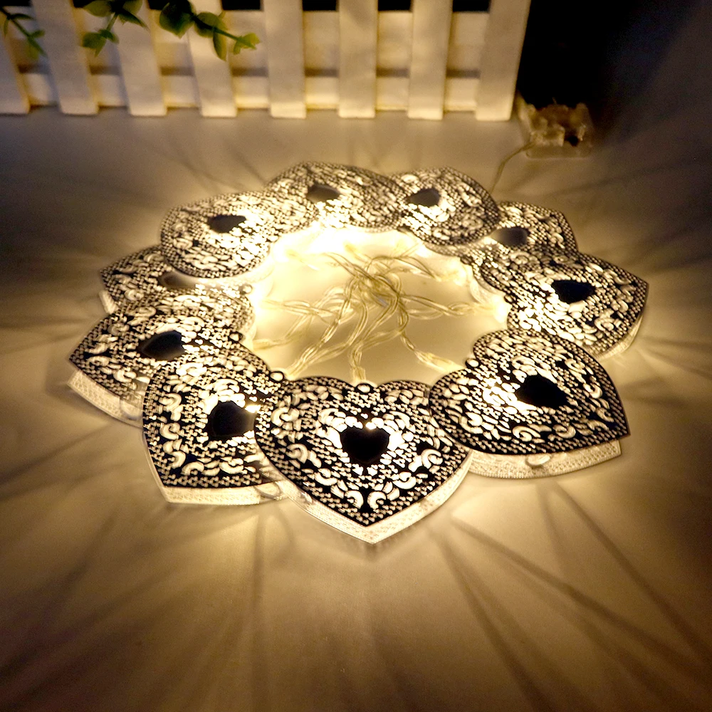 10leds Holiday lights 6.4*7.3CM Metel Heart fairy led string lights battery operated Christmas wedding Girl Mirror decoration JQ 10leds Holiday lights 6.4*7.3CM Metel Heart fairy led string lights battery operated Christmas wedding Girl Mirror decoration JQ