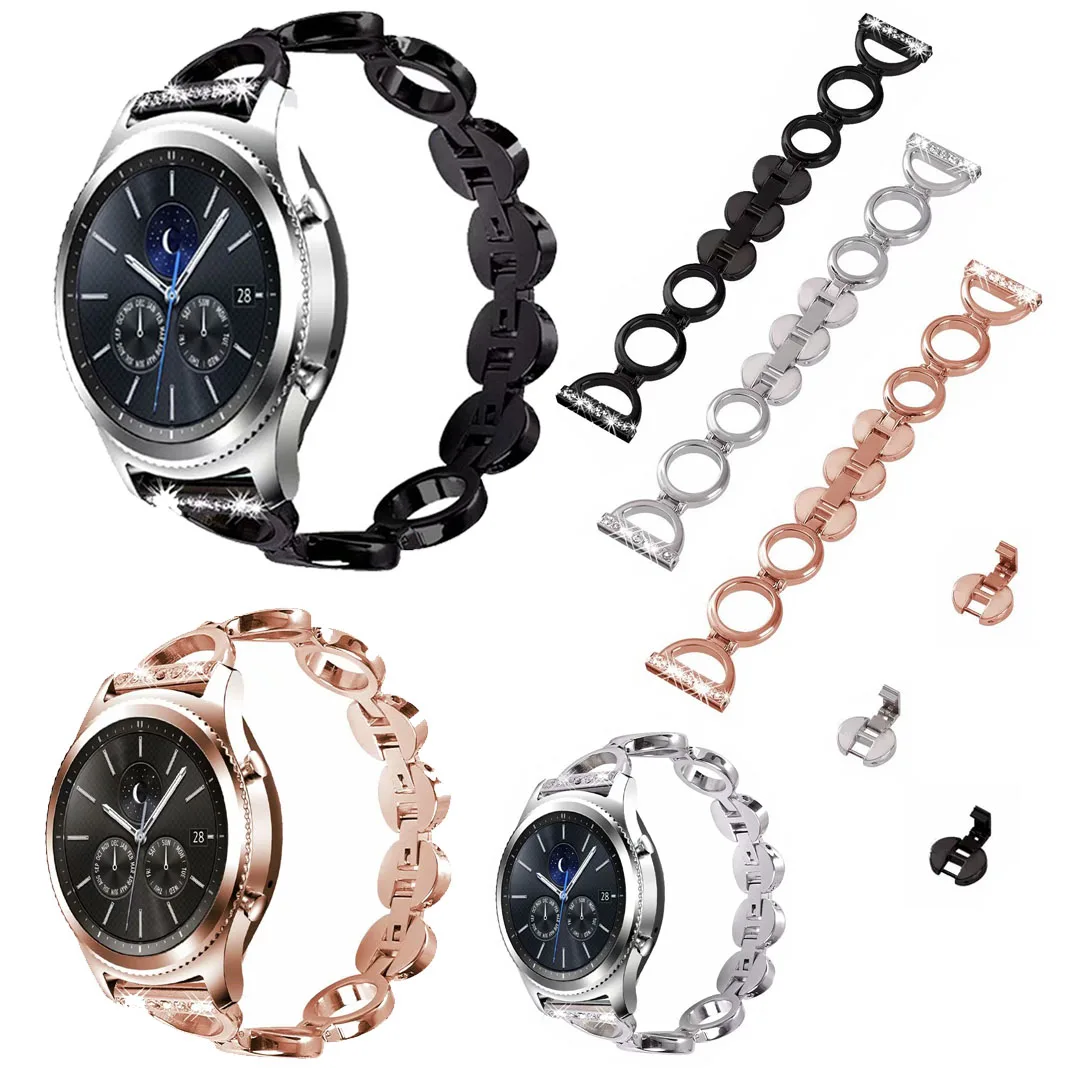 

22mm Watch Strap For Samsung Galaxy Watch 46mm Gear S3 Women Diamond Bling Watch Band For Huawei Watch GT Amazfit Stratos 2 Pace