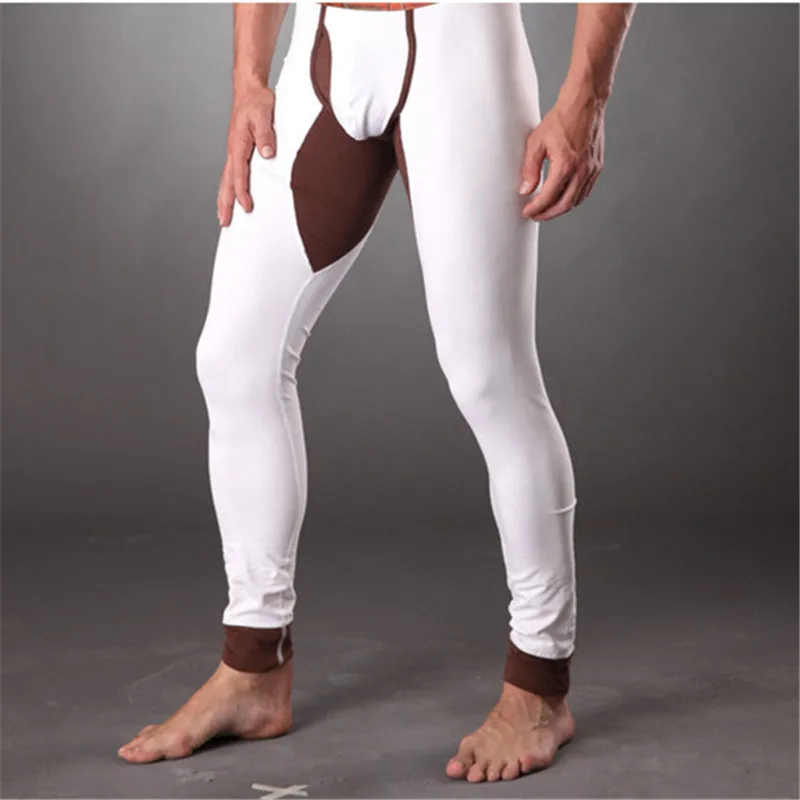 Мужское обтягивающее термобелье, сексуальные кальсоны, мужское эластичное облегающее нижнее белье, домашние мужские леггинсы, штаны высокого качества CML155004 - Цвет: Белый