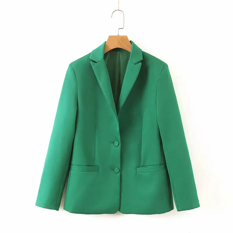

Blazer & Suits 2019 Spring Autumn Women'S Blazers New Jackets For Women Suit Vintage Style Slim Lapel Green Blazer