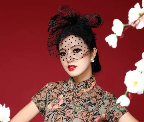 Элегантный черный для женщин Свадебные шляпы и Fascinators головной убор оголовье леди фаты Для Лица Сетка с точками с Lssuing 2018 свадебные