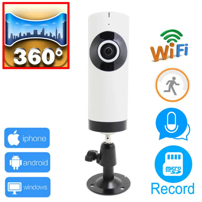 

ip camera wifi 720p panoramic 360 panorama cctv security mini wireless ipcam camaras de seguridad Support micro sd card record