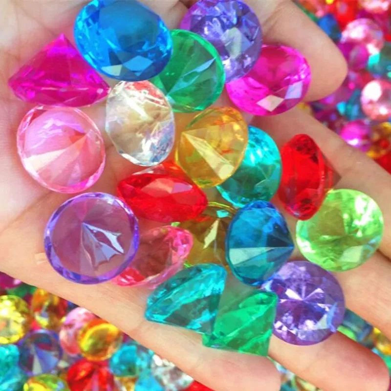 

20MM Faux Diamond Jewels Treasure Chest Pirate Acrylic Crystal Gems Filler Toys Props Party Favor Confetti Wedding Decorations