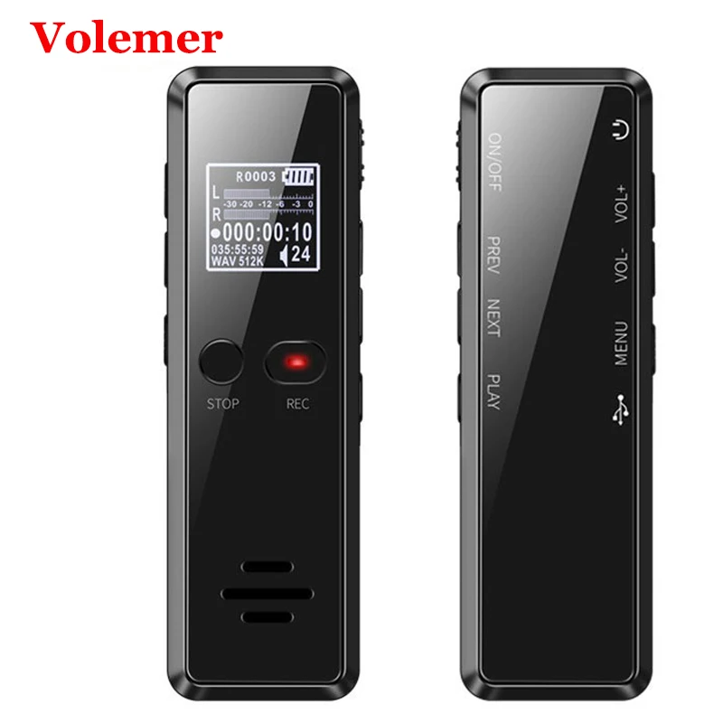 

Volemer V90 Digital Voice Activated Recorder Dictaphone Long Distance Audio Recording Mp3 Player Noise Reduction Wav Recording