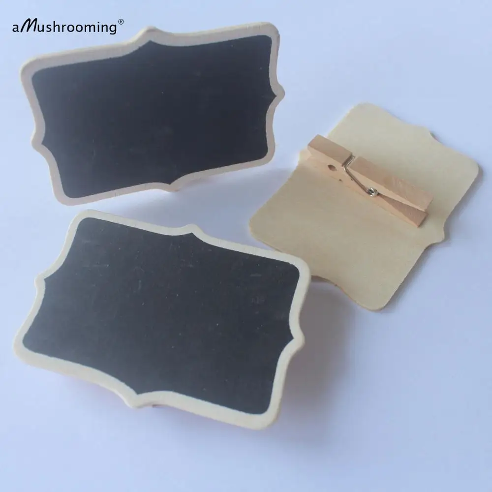 x100 Wood Vintage Blackboard mini pegs Clip Chalkboard Clothespins For
