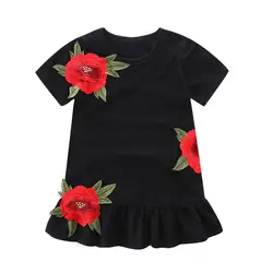 2018 летние Grils "Модные Симпатичные платья Дети с розами для девочек платье с цветочным рисунком Пышное праздничное платье принцессы наряды