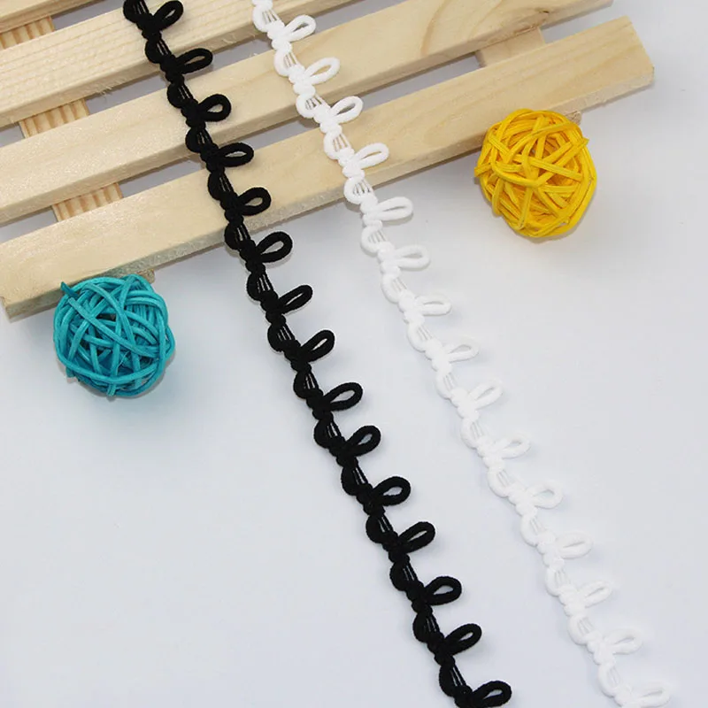 50meters White Black 1.4cm Bridal Elastic Loop Trim Mini Loop Trim Button Loop Trim For Sewing