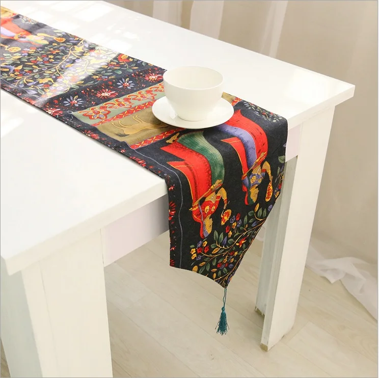High Quality Printed National Style People&Horse Cotton Linen Table