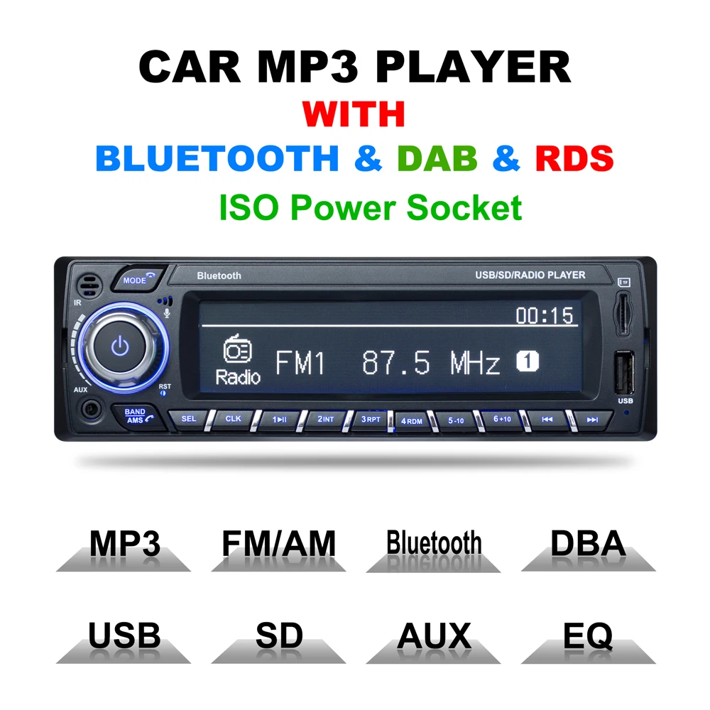 1 Din автомобильный радио DAB Автомобильный MP3 Bluetooth плеер RDS Bluetooth hands-free беспроводной радио de coche Прямая поставка
