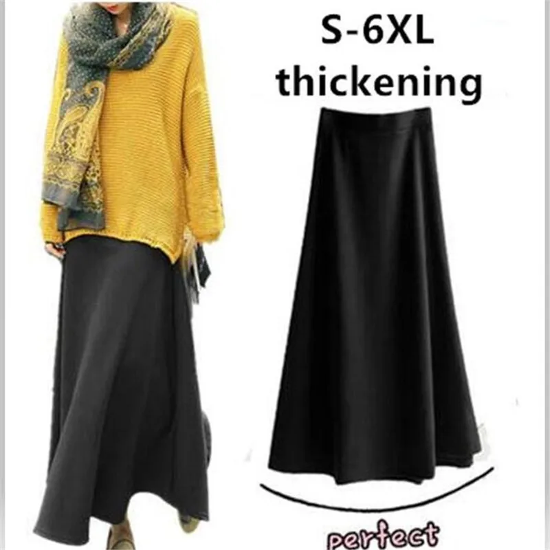 

Autumn Winter Fashion High Elastic Skirts,black grey red purple long skirts,plus size S- 5XL 6XL Thickened warm skirt