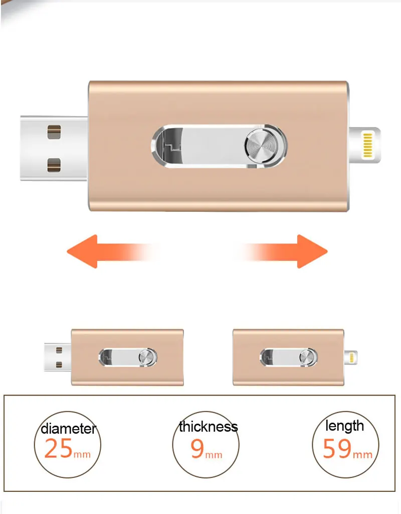 Молния OTG Flash Drive 8 GB 16 GB 32 ГБ, 64 ГБ и 128 ГБ для iOS 12+ и USB для компьютера PC для планшетных OTG флешки для iPhone U диска