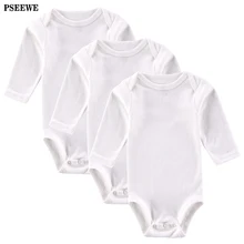 3 PCS Bébé Barboteuse Manches Longues Nouveau-Né Corps blanc Bébé Vêtements Automne Hiver Triangle Coton Salopette Bébé Garçon Fille Vêtements