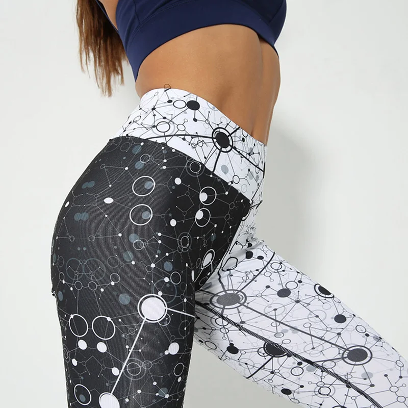 

NORMOV Fashion Women Leggings High Waist Printing Black And White Workout Elasticity Leggings Skinny Sexy Slim Fit Leggings