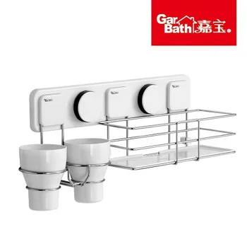 

Free Shipping Garbath Bathroom Sucker Rack Stainless Steel Bath Shelf With Toothbrush Holder And Storage Holder