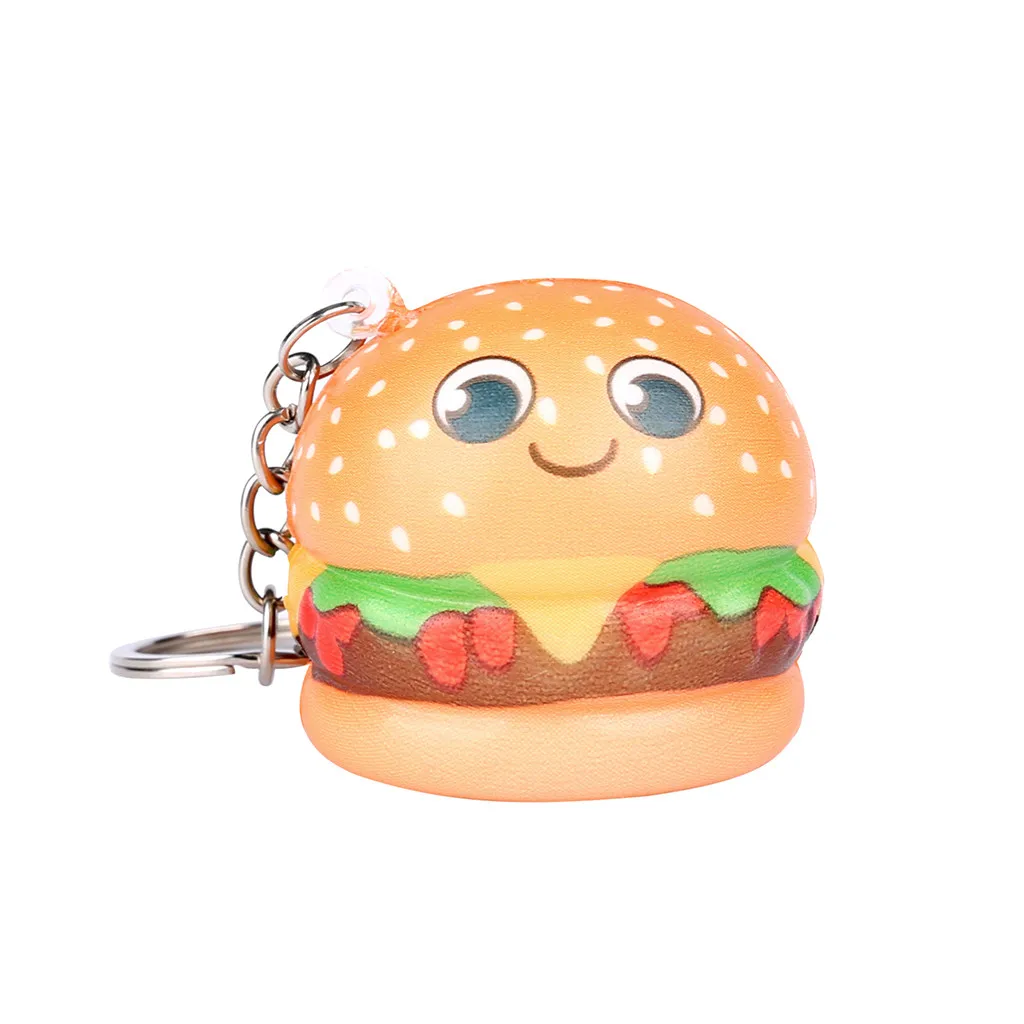 

Squeeze soft Squishies Kawaii Cartoon Hamburger Slow Rising Cream Scented Keychain Stress Relief Toys Funny Gift Z0325