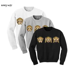 HONG WEI Sudaderas Mujer Autumn Casual Cartoon Kawaii Cute 3D Sweatshirt Women Monkeys Adventure Time Sweat