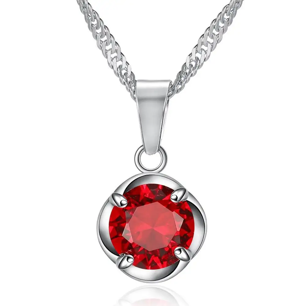 Women's Wild Joker Chains of Clavicles Necklace Round Red CZ Pendant Temperament Lady's Jewelry | Украшения и аксессуары