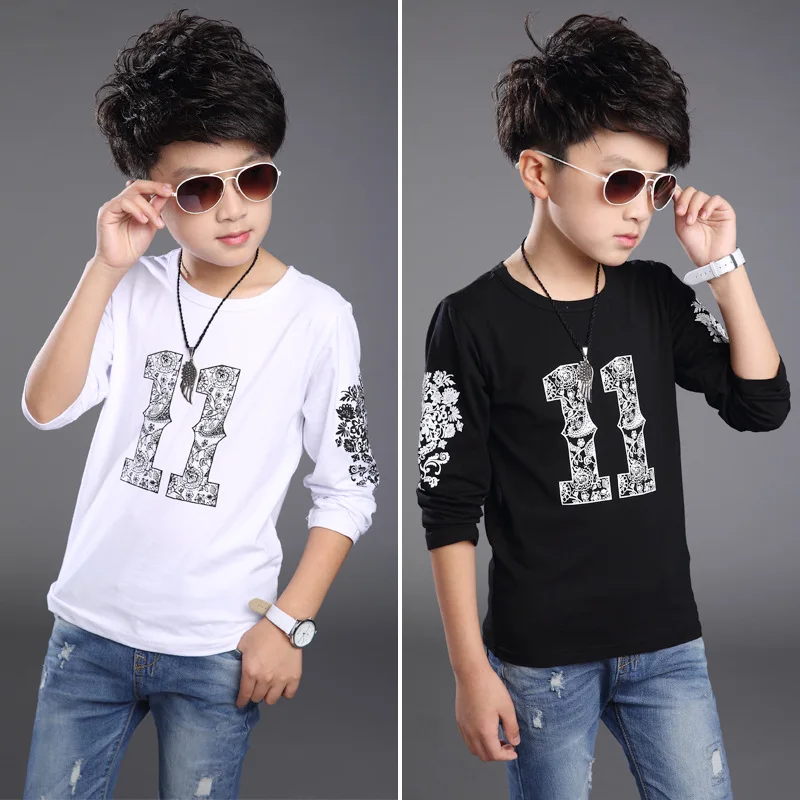 Новые весенние детские футболки из хлопка для мальчиков повседневная одежда для мальчиков футболки с длинными рукавами для мальчиков детская одежда рост 110-160 см