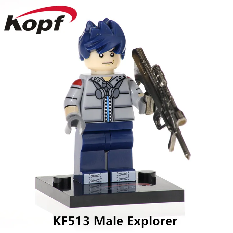 

KF513 Building Blocks Model Game Battle Royale Male Explorer Dark With Real Metal Weapon Action Figures Children Gift Toys
