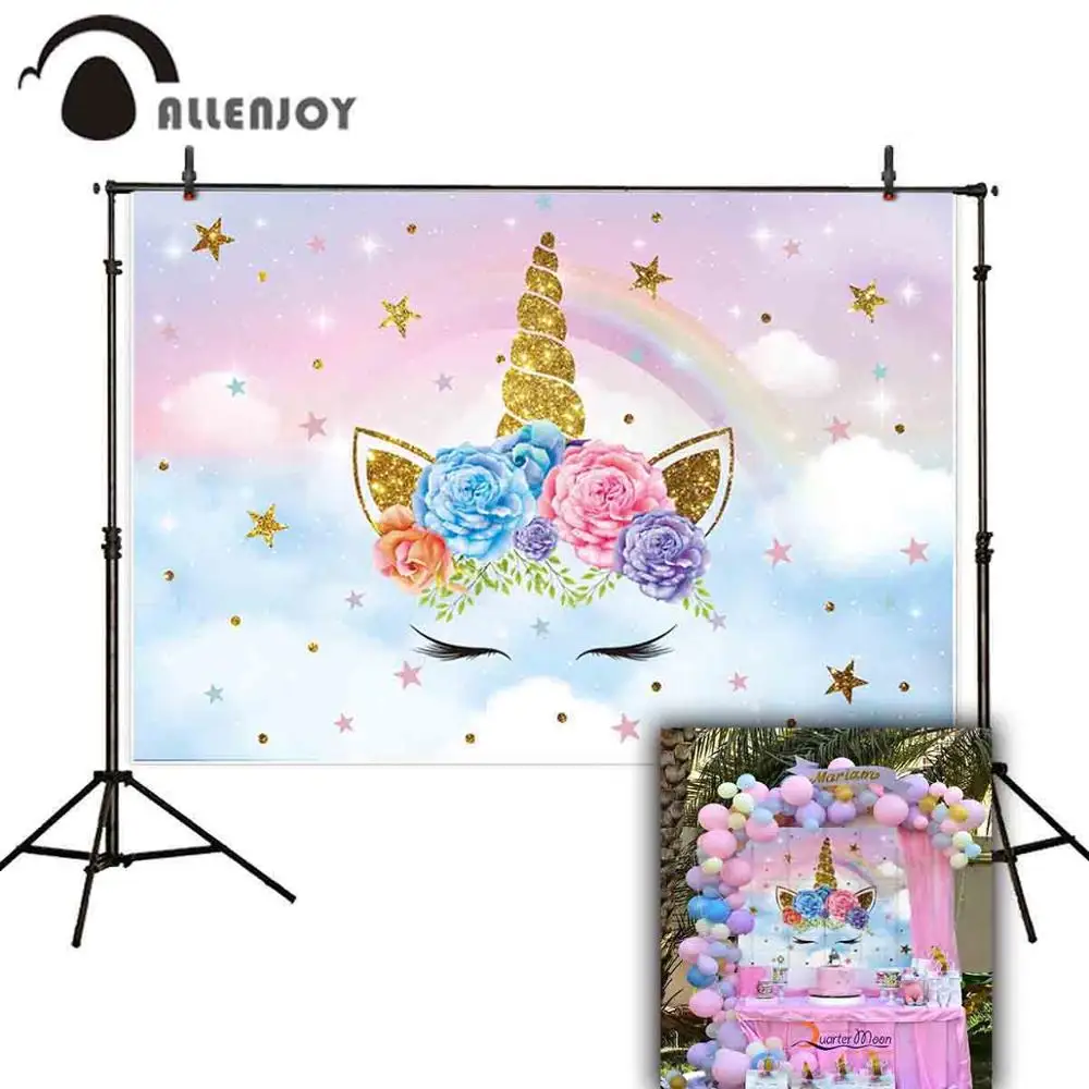 Allenjoy фон для фотосъемки с изображением единорога Золотой радуги звезды мечты