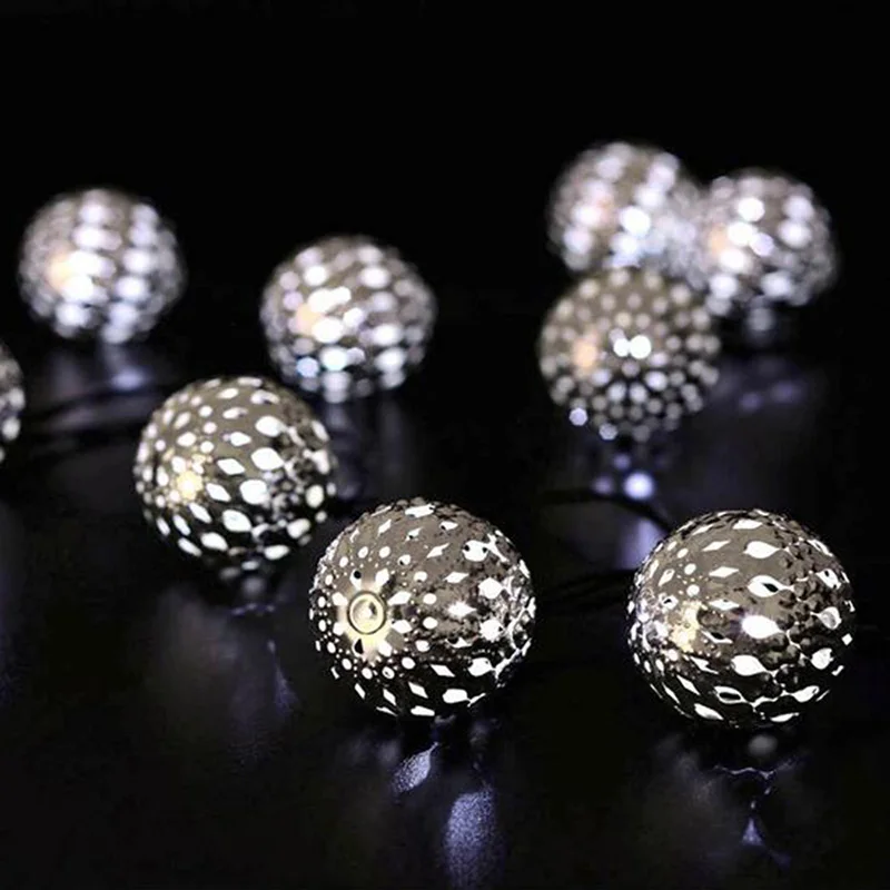 3.3M 20LEDs Solar Power LED String Light Morocco Ball Iron Bulb Lights Outdoor Christmas Holiday Party Decorative String Lamps (2)