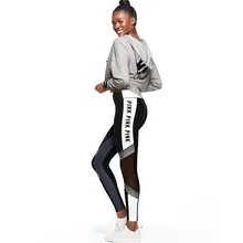 2017 Letters Print Patchwork Women Sporting Leggings For Women Fashion High Waist Push Up Dancing Gymming Pants Ladies Fitness