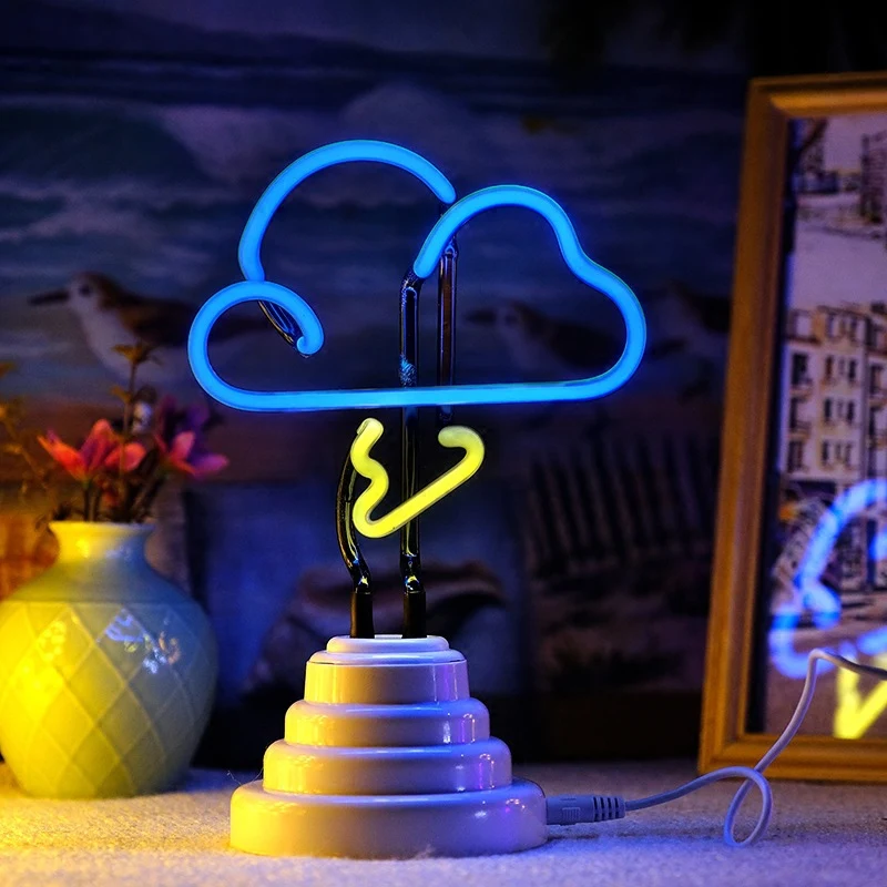  Neon Light LED Table Night Light Table Lamp Flamingo Pineapple Cloud Rainbow Christmas Home Party D - 32911994556
