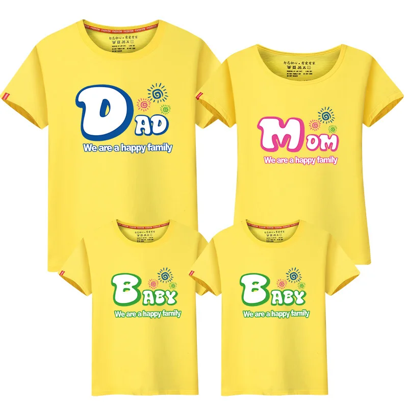 

Family Matching Outfit Summer Short Sleeve T Shirt Top Clothes Cotton Letter Pattern Mother Father Son daughter Dresses LD10049
