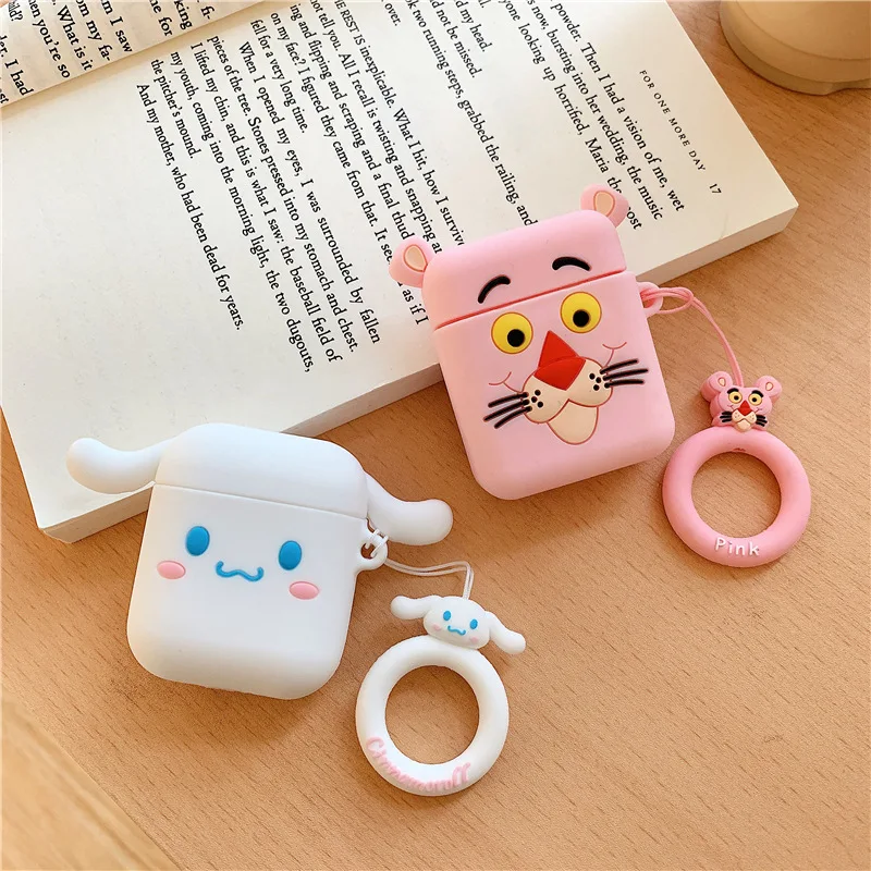 

Cartoon Case for AirPods cute Silicone Bluetooth Earphone Charging Box Case for Airpods 2 Protective Cover 3D Design with ring