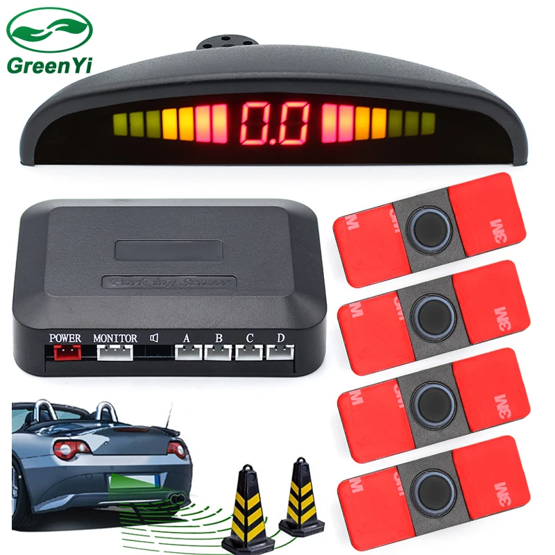 

16mm Original Flat Sensor Car Parking Sensors LED Display Monitor Auto Reverse Backup Radar Detector System