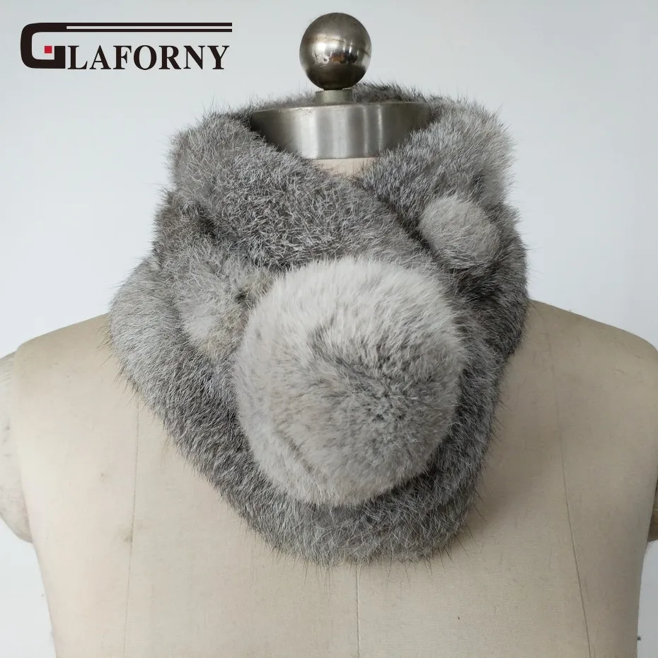 Glaforny меховой шарф 2018 осень и зима натуральный мех шарфы кроличий с шариком Pele