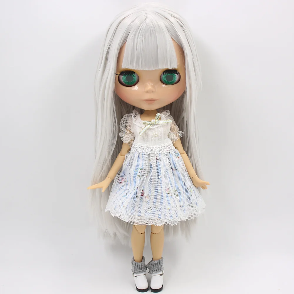 ICY Nude Blyth Custom Doll No. BL1003 серые прямые волосы 1/6 bjd, pullip, licca, jerryberry