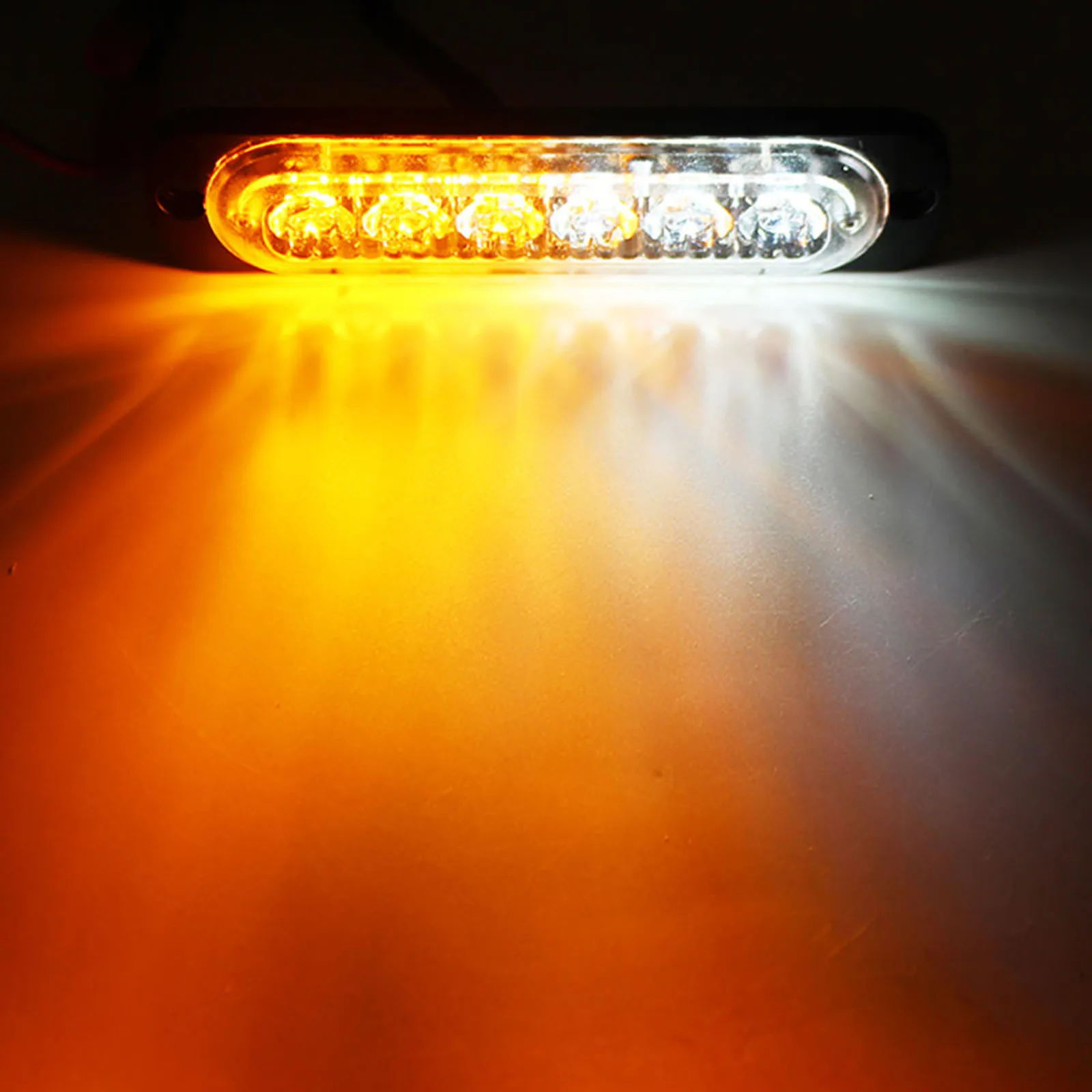 4pcs/set Car 6LED Strobe Flash Light Emergency Hazard Warning Lamp Bar Amber+White