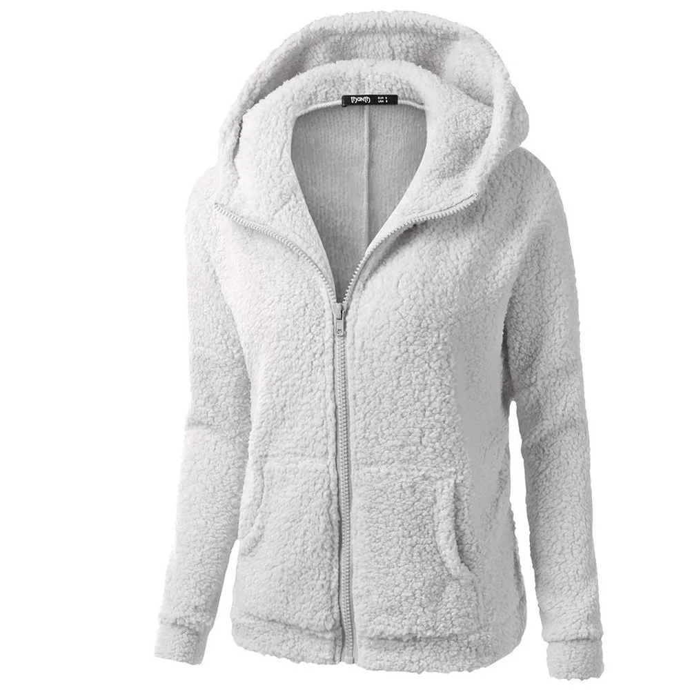 Women Hooded Teddy Coat Fleece Winter Warm Wool Zipper Thicker Coat Cotton zip-up Outwear oversized hoodie women Casual Coat new