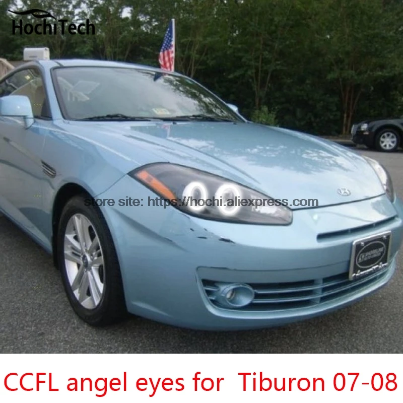 HochiTech ccfl комплект ангельских глаз белый 6000k гало кольца фара для Hyundai Tiburon 2007