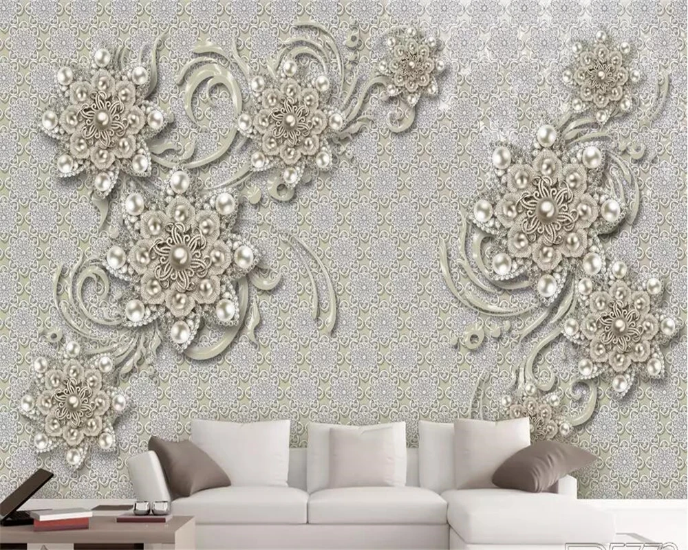 

beibehang Custom wallpapers 3d new European style living room jewelry flowers TV background wall paper Papel de parede 3d murals